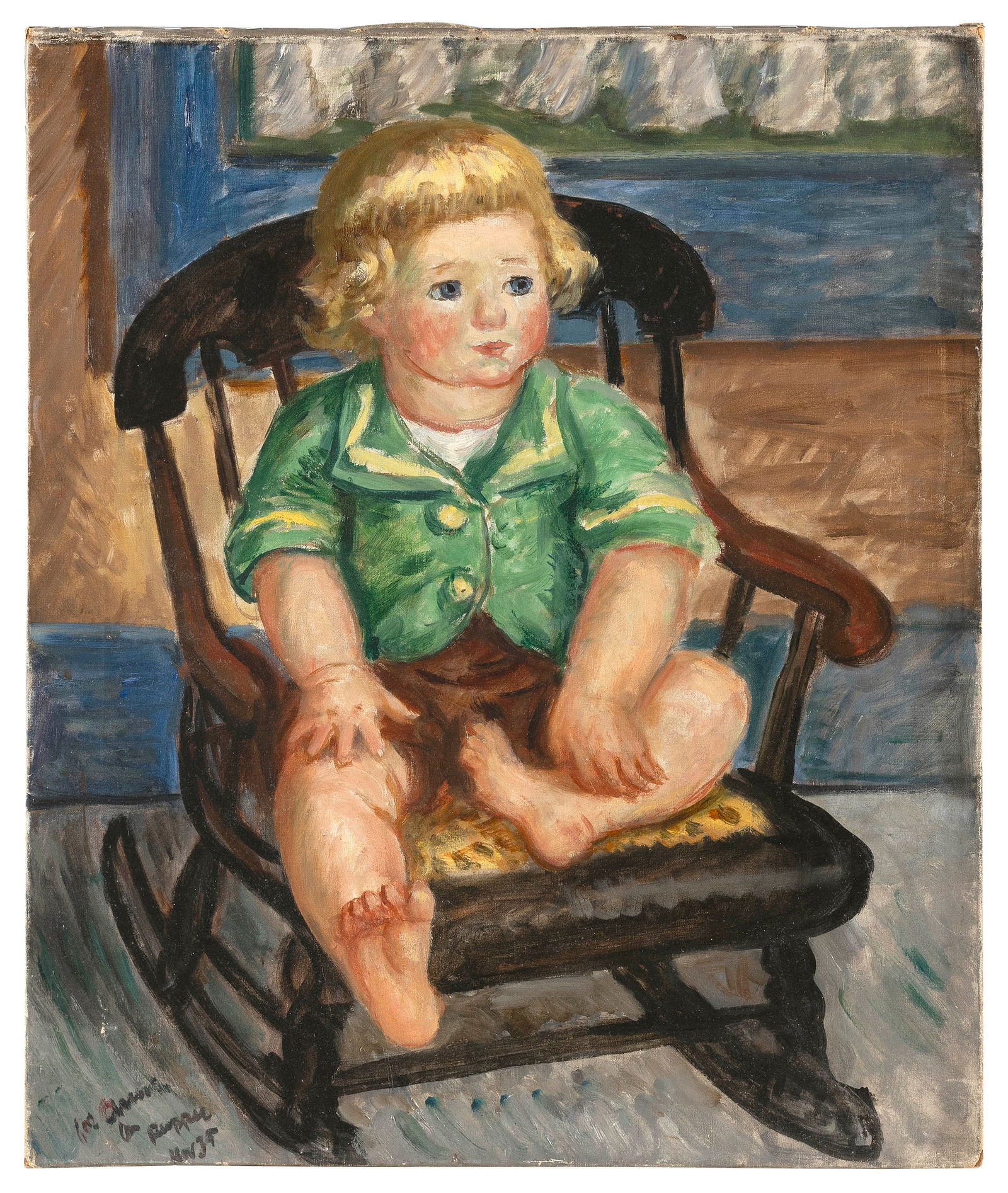 WALDO PEIRCE (New York/Maine/Massachusetts, 1884-1970), Child in a rocking chair., Oil on canvas, (1 of 2)