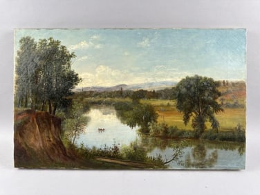 AMERICAN SCHOOL (Late 19th Century,), View of Haverhill, Massachusetts., Oil on canvas, 15" x 24".