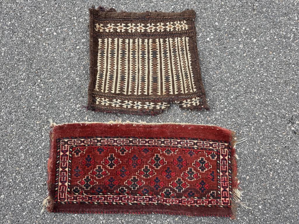 TWO SMALL ORIENTAL RUGS: 1'3" X 2'8" AND 1'6" X 1'7" Mid- to Late 20th Century (1 of 1)