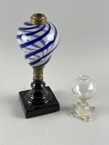 TWO GLASS LAMPS 19th Century