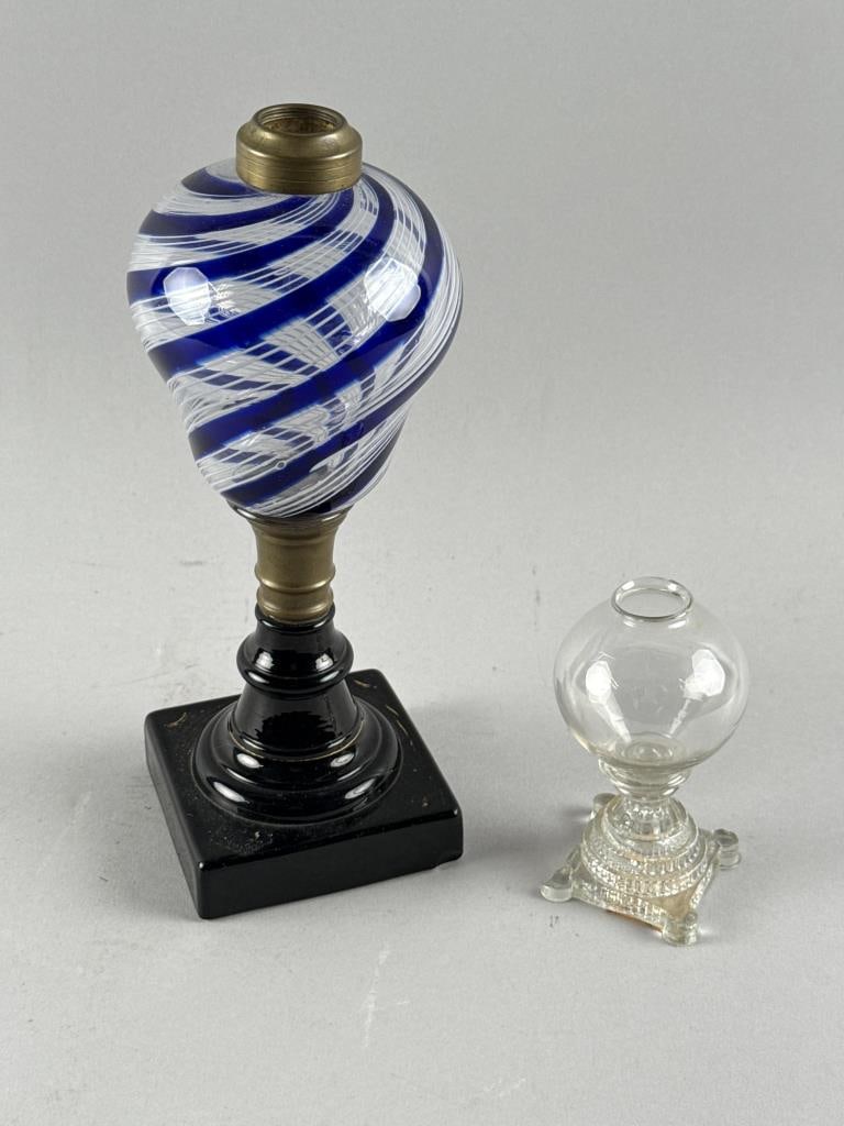 TWO GLASS LAMPS 19th Century (1 of 6)