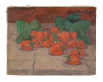 SALVATORE PINTO (Pennsylvania/Italy, 1905-1966), Still life of strawberries., Oil on canvas, 8" x