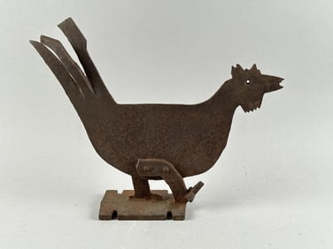 UNUSUAL CAST IRON CHICKEN Early 20th Century Height 10.5".