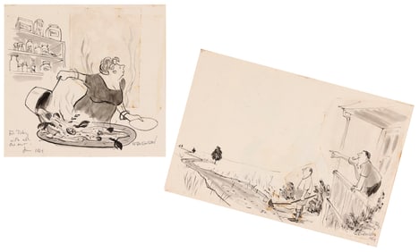 JAMES STEVENSON (New York, 1929-2017), Two magazine illustrations., Felt tip marker and brush with