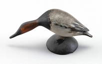 A. ELMER CROWELL MINIATURE CANVASBACK DRAKE East Harwich, Massachusetts, 1862-1952 Height 2.5".