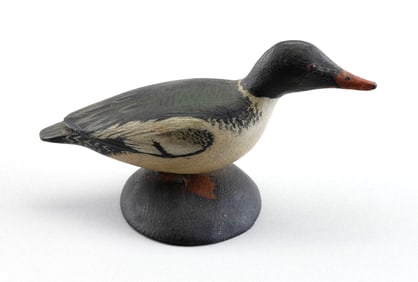 A. ELMER CROWELL MINIATURE AMERICAN MERGANSER East Harwich, Massachusetts, 1862-1952 Length 5".