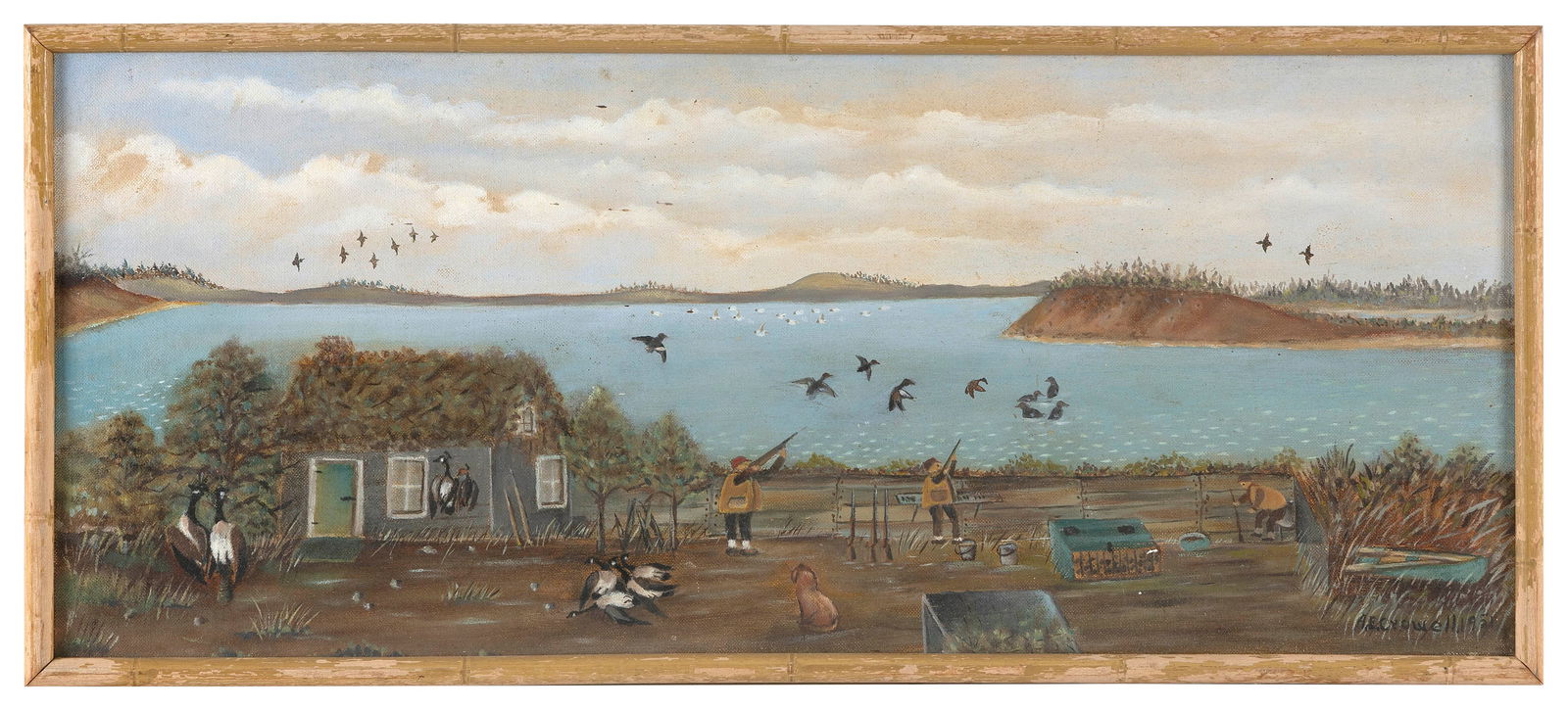 A. ELMER CROWELL (East Harwich, Massachusetts, 1862-1952), Duck and goose blind., Oil on board, 10" (1 of 3)
