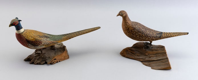 PAIR OF R.G. JANSSON MINIATURE PHEASANTS Cape Cod, Massachusetts, 1998-1970 Lengths 9" and 11".