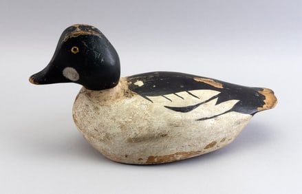 RUSS BURR GOLDENEYE DRAKE DECOY Hingham, Massachusetts, 1887-1955 Length 14".