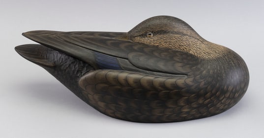 MARTY COLLINS BLACK DUCK DECOY East Wareham, Massachusetts, 1960- Length 17".
