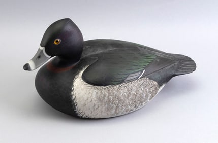 MARTY COLLINS RING-NECKED DRAKE DECOY East Wareham, Massachusetts, 1960- Length 12".