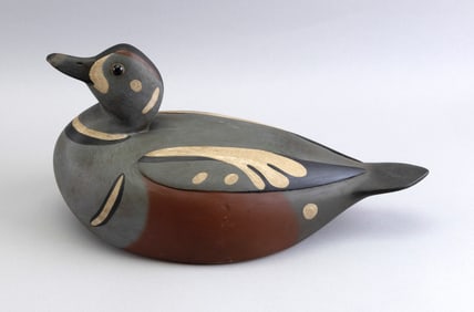 MARTY COLLINS HARLEQUIN DRAKE DECOY East Wareham, Massachusetts, 1960- Length 12".