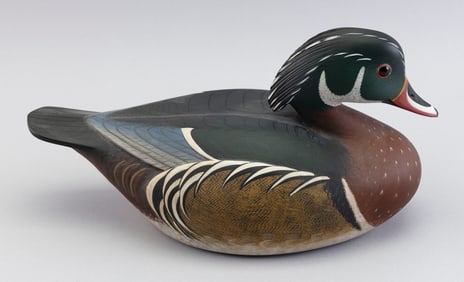 MARTY COLLINS WOOD DUCK DRAKE DECOY East Wareham, Massachusetts, 1960- Length 13".