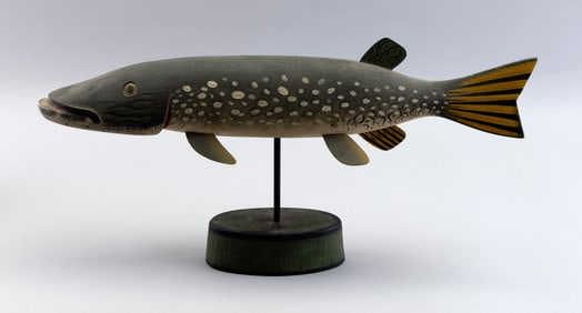 MARTY COLLINS PICKEREL CARVING East Wareham, Massachusetts, 1960- Length 19".