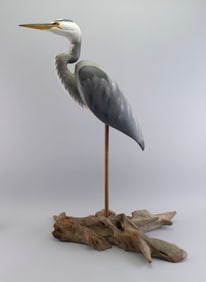 ROSCOE A. CONDON LIFE-SIZE GREAT BLUE HERON Fitchburg, Massachusetts, 1935-2025 Height 36".