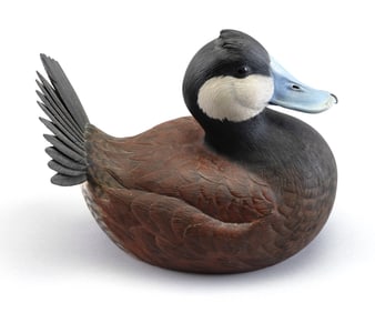 ROSCOE A. CONDON LIFE-SIZE RUDDY DUCK Fitchburg, Massachusetts, 1935-2025 Length 7.5".