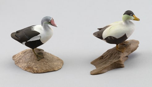 TWO HAROLD GIBBS MINIATURE EIDERS Barrington, Rhode Island, 1886-1970 Heights 2.75" and 3".
