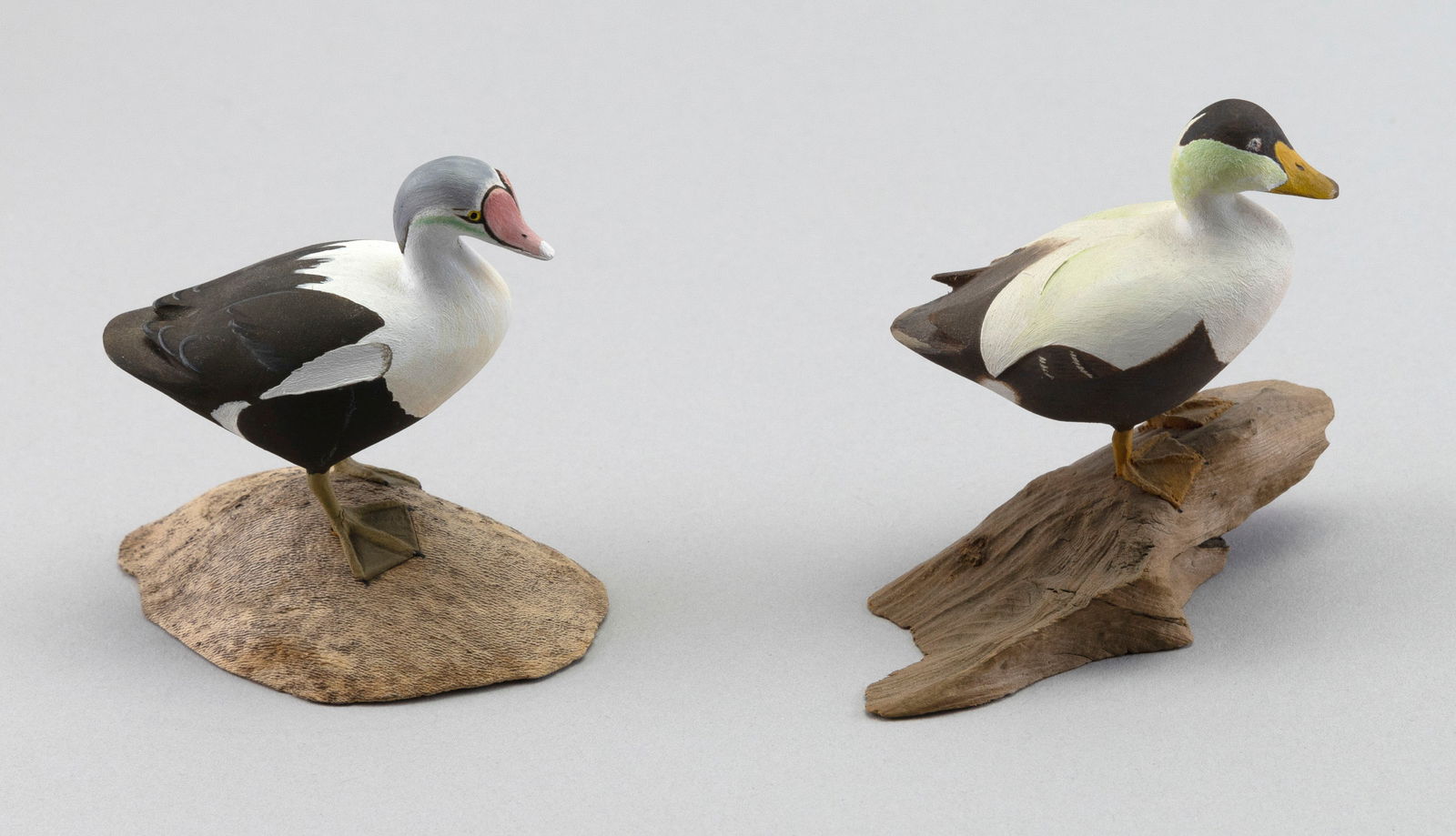 TWO HAROLD GIBBS MINIATURE EIDERS Barrington, Rhode Island, 1886-1970 Heights 2.75" and 3". (1 of 3)