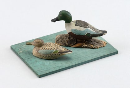 PAIR OF HAROLD GIBBS MINIATURE SHOVELERS Barrington, Rhode Island, 1866-1970 Heights to 2".