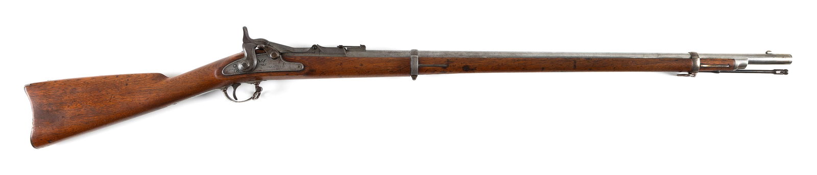 SPRINGFIELD MODEL 1870 TRAPDOOR RIFLE 19th Century Length of barrel 33". Total length 51".: SPRINGFIELD MODEL 1870 TRAPDOOR RIFLE19th Century.50-70 cal., Serial #44142.Length of barrel 33". Total length 51".