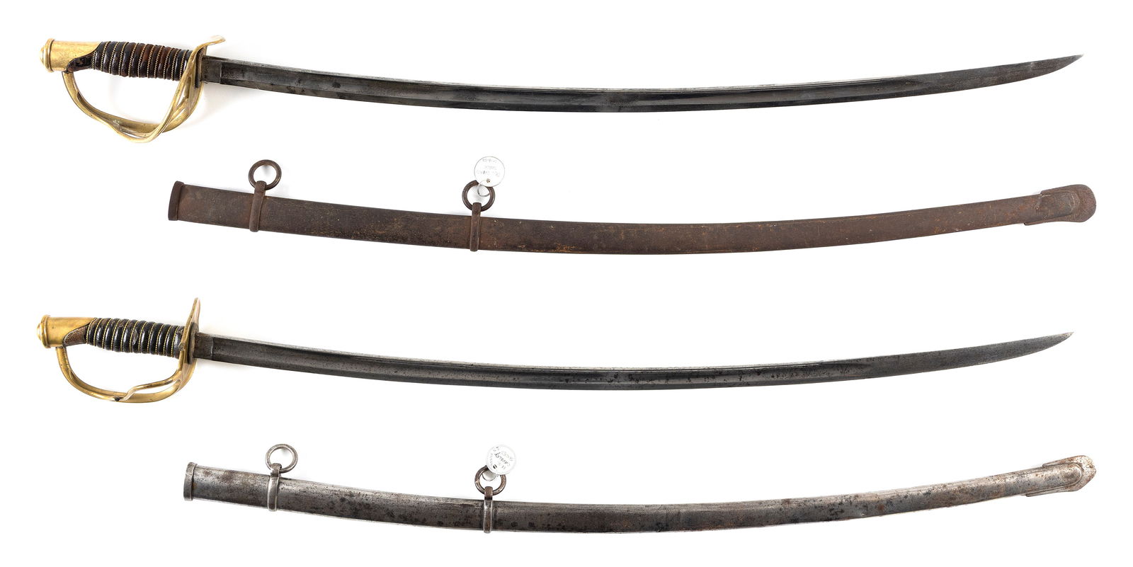 TWO U.S. CAVALRY SWORDS 19th Century Lengths 42". (1 of 5)