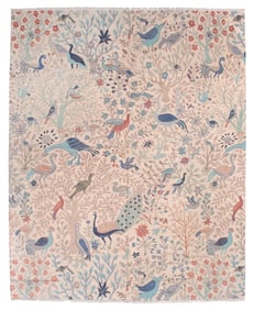 AVIAN FOREST DESIGN RUG: 8'1" X 9'10" 21st Century