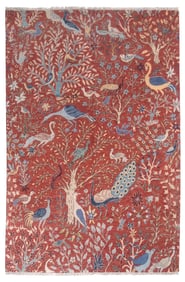 AVIAN FOREST DESIGN RUG: 6'0" X 9'0" 21st Century