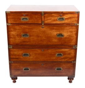 BRASS-BOUND MAHOGANY CAMPAIGN CHEST 19th Century