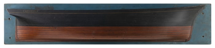 MOUNTED HALF HULL MODEL OF THE "ASTERION" 19th Century 14" x 70".