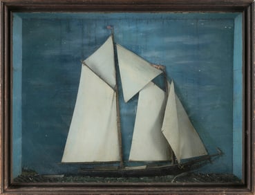 SHADOW BOX MODEL OF THE SCHOONER "ELSIE" Late 19th Century Case 26" x 34".