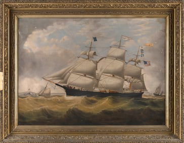 WILLIAM GAY YORKE (Canada/England/New York, 1817-1892), Portrait of the Benares., Oil on canvas, 26"