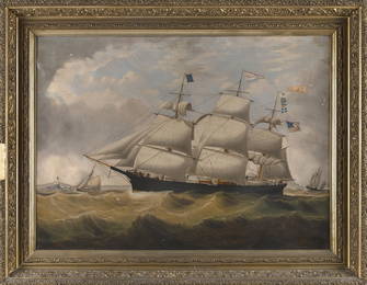 WILLIAM GAY YORKE (Canada/England/New York, 1817-1892), Portrait of the Benares., Oil on canvas, 26"