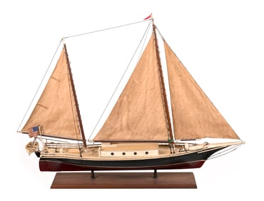MODEL OF A CHESAPEAKE BAY BUGEYE KETCH Circa 1900 Length 43".
