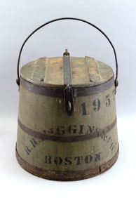 R.R. HIGGINS & CO. OYSTER BUCKET Boston, 19th Century Height 12". Diameter 12".