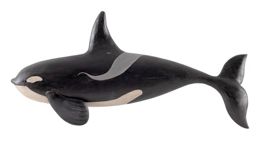 ROGER MITCHELL CARVED KILLER WHALE PLAQUE Massachusetts, Contemporary Length 26".