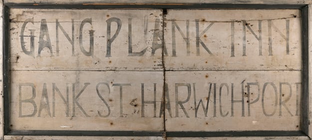 CAPE COD PAINTED WOODEN TRADE SIGN Early 20th Century Height 29". Length 66".