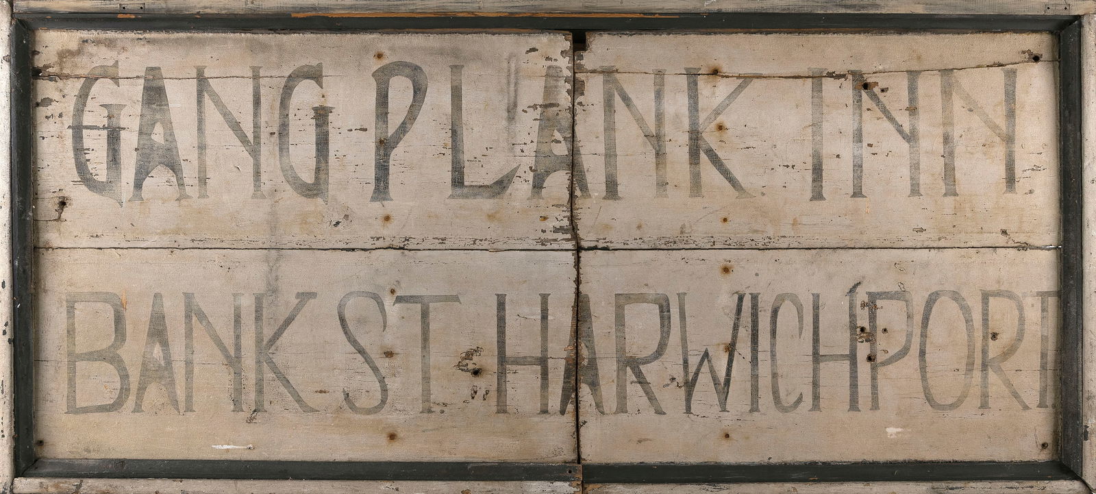 CAPE COD PAINTED WOODEN TRADE SIGN Early 20th Century Height 29". Length 66". (1 of 2)