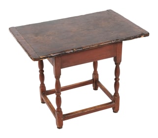 RED PAINTED PINE TAVERN TABLE 19th Century Height 24". Length 30". Width 20".