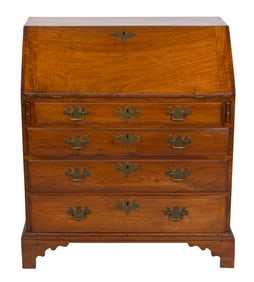 CHIPPENDALE MAPLE SLANT-LID DESK Early 19th Century Height 42". Width 36". Depth 19".
