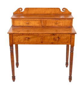SHERATON TIGER MAPLE DRESSING TABLE Circa 1810 Height 36". Width 34". Depth 19.75".