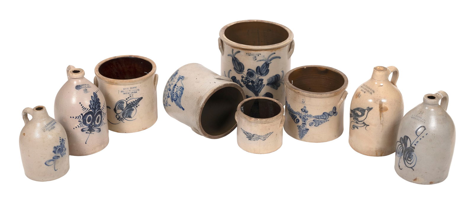 NINE PIECES OF STONEWARE 19th Century Heights from 7" to 13". (1 of 8)