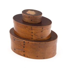 THREE COVERED MEASURES 19th Century Heights from 1.75" to 2.25". Lengths from 2.25" to 5.5".