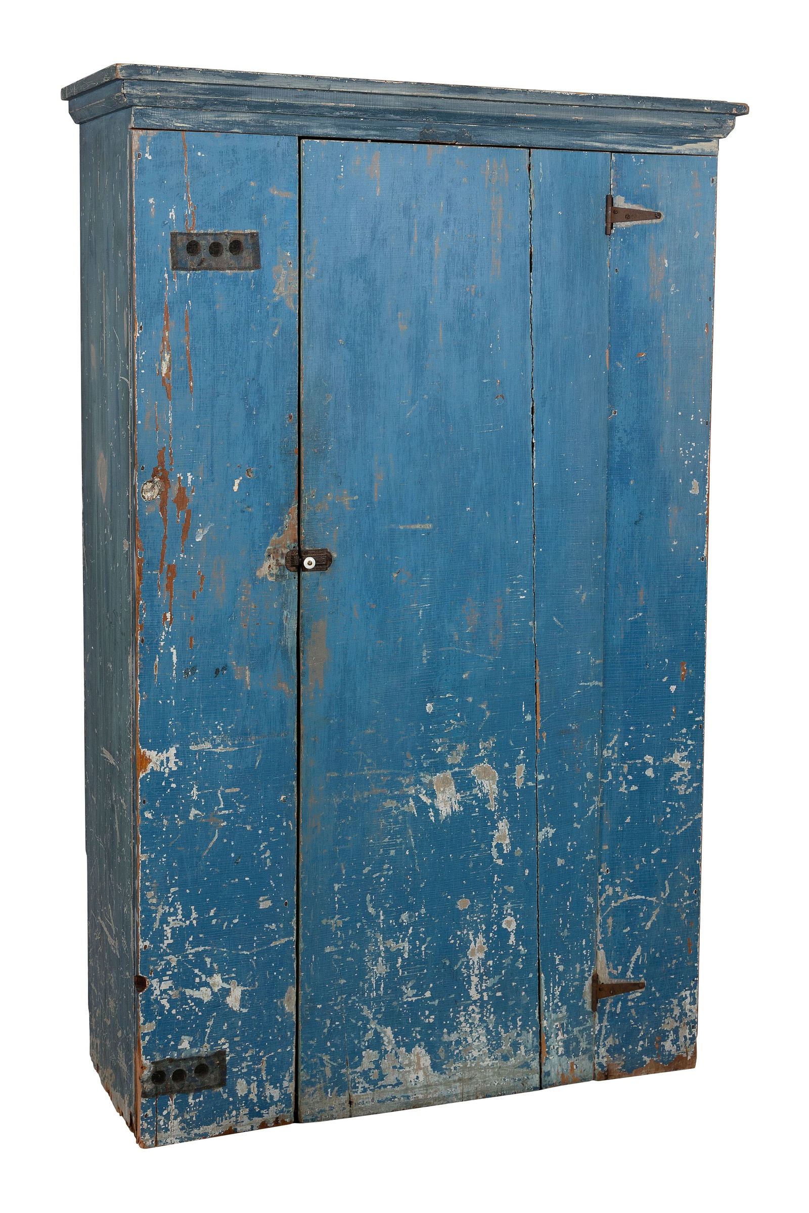 BLUE PAINTED JELLY CUPBOARD Late 19th Century Height 70.5". Width 44.5". Depth 16". (1 of 11)