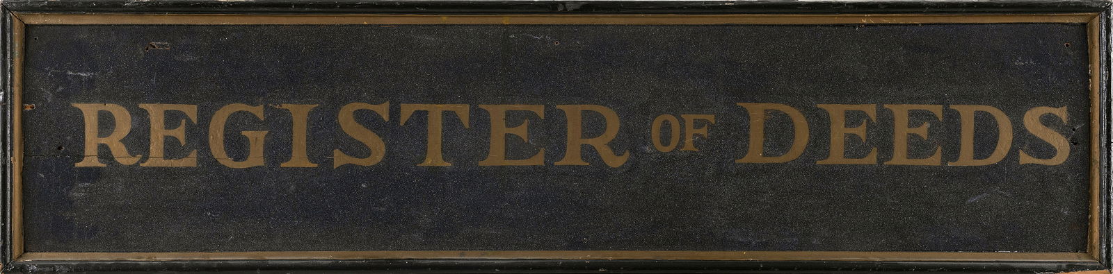 PAINTED WOODEN TRADE SIGN "REGISTER OF DEEDS" Late 19th/20th Century Height 12". Length 48.5". (1 of 2)