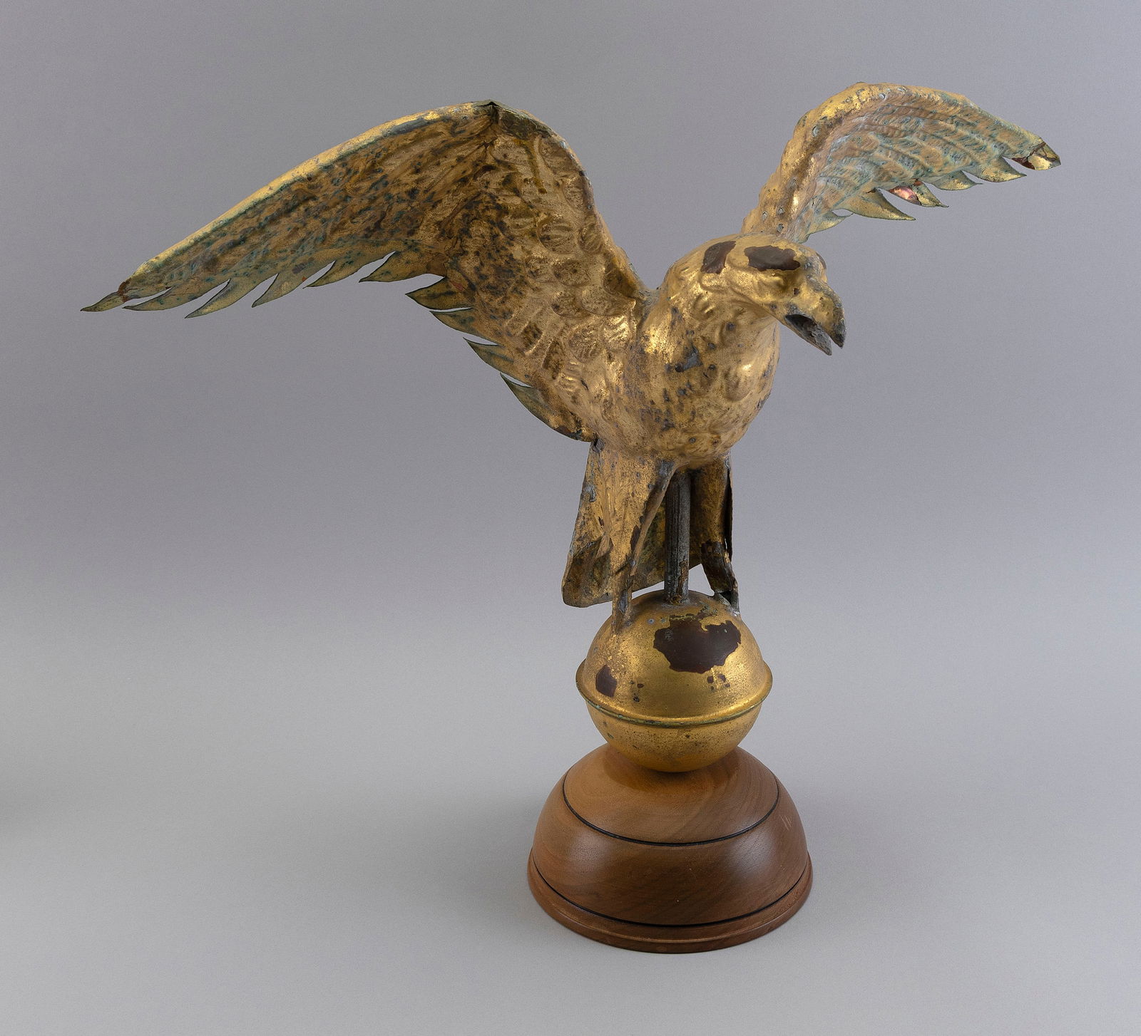 GILT COPPER EAGLE WEATHER VANE 19th Century Height 17". (1 of 2)
