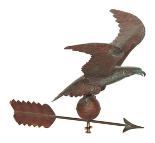 LARGE COPPER EAGLE WEATHER VANE WITH FINDERS Late 19th Century Height approx. 33.5". Length 39".