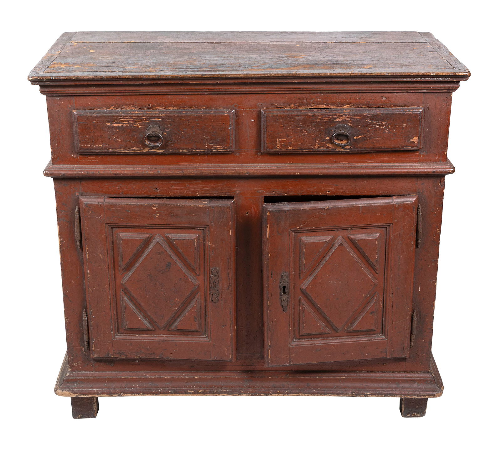CANADIAN RED PAINTED PINE CUPBOARD 19th Century Height 42". Width 45". Depth 23". (1 of 7)