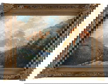 CARL SHREVE (Canada, Active 1920s-40s), Mount Temple, Alberta., Oil on board, 14" x 19.5". Framed