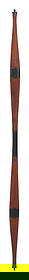 NORTHWEST COASTAL WOODEN BOW 19th Century Length 52".: NORTHWEST COASTAL WOODEN BOW19th CenturyRed stained finish with black painted highlights. Retains old paper label "Bow of Ahes-Vancouver Island".Length 52". Provenance:The Collection of Chuck and J