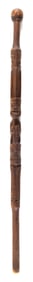 NORTHWEST COASTAL CARVED WOODEN SHAMAN'S STAFF 19th Century Length 38".